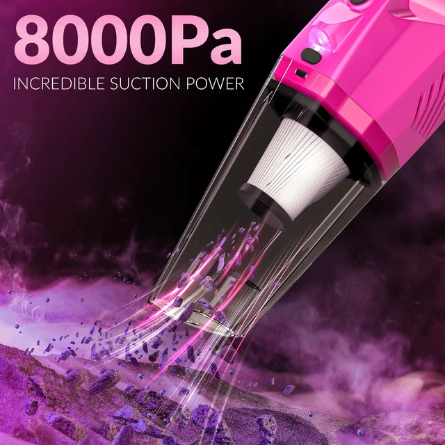Alt view image 9 of 14 - Car Cleaning Kit with High Power Car Vacuum Detailing Kit | Cute Pink, 8000Pa Suction, 15ft Long Cord, 24piece Set, Interior Cleaning Deep Cleaning, Car Accessories Gift For Women