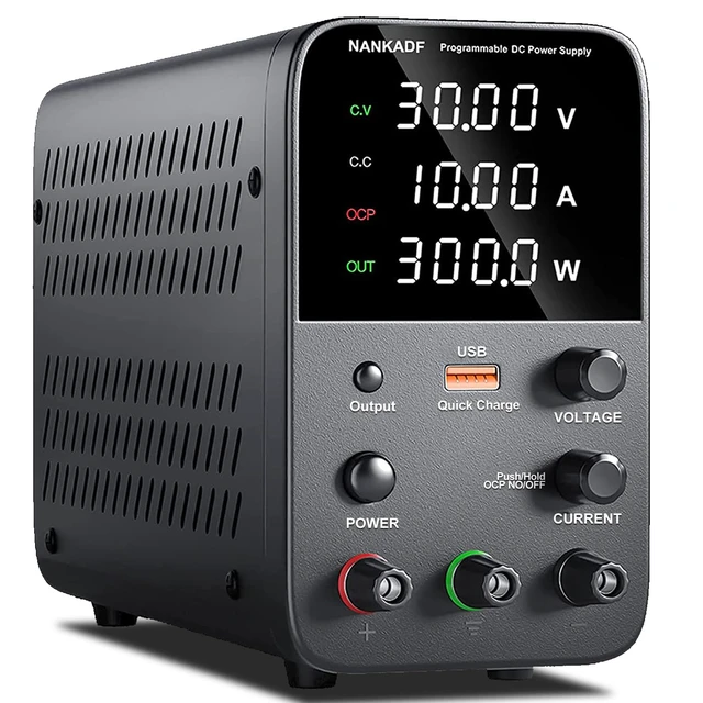 Alt view image 8 of 14 - DC Power Supply Variable, Bench Power Supply with Encoder Adjustment Knob, Output Enable/Disable Button, Adjustable Power Supplies with USB Quick-Charge, Short Circuit Alam (30V 10A Black)