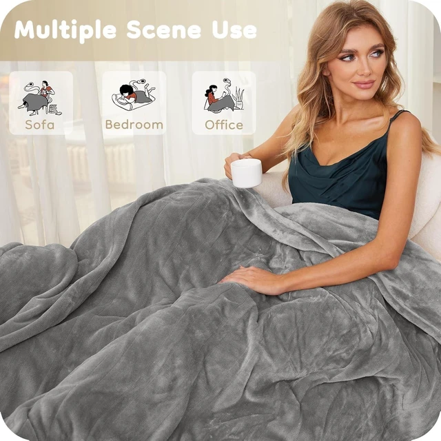 Alt view image 11 of 14 - Electric Heated Blanket Full Size 72" x 84", Ultra Soft Flannel Heating Blanket with 4 Heat Settings, 10-Hour Auto Shutoff, ETL Listed Overheat Protection, Machine Washable, Light Grey