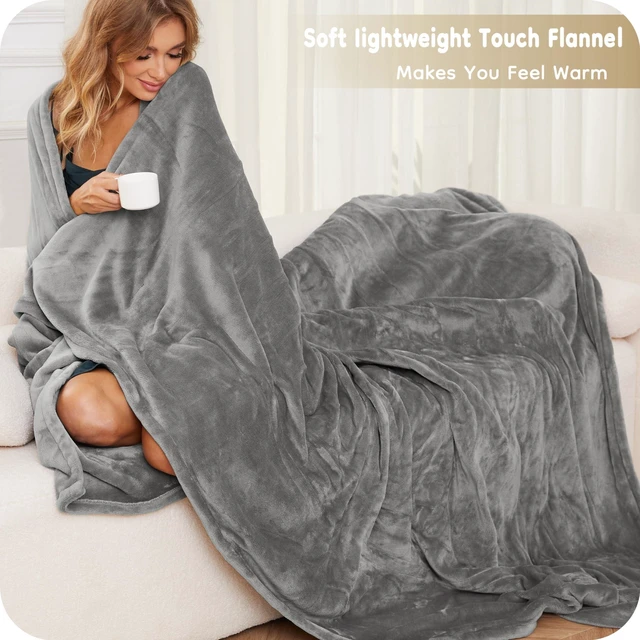 Alt view image 10 of 14 - Electric Heated Blanket Full Size 72" x 84", Ultra Soft Flannel Heating Blanket with 4 Heat Settings, 10-Hour Auto Shutoff, ETL Listed Overheat Protection, Machine Washable, Light Grey