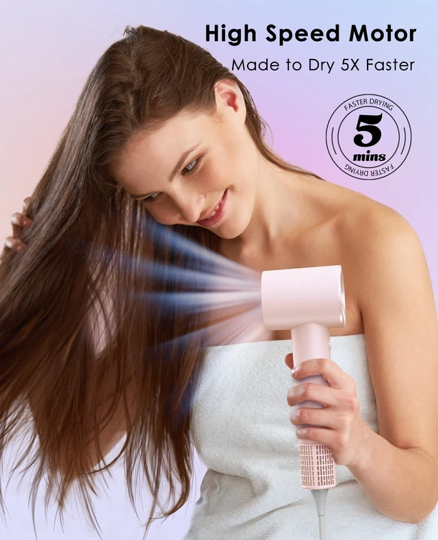 Alt view image 9 of 14 - Hair Dryer with Diffuser for Curly Hair, Negative Ionic Hairdryer, High-Speed Blow Dryer with 110, 000 RPM Brushless Motor, Fast Drying Lightweight Travel Hairdryer, Low Noise Quiet Hair Dryers