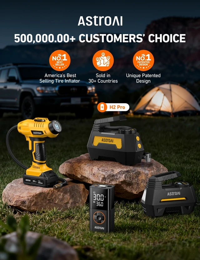 Alt view image 9 of 14 - H2 Pro Cordless Tire Inflator Portable Air Compressor 12VDC Battery | Dual Power Supply Auto Shut-Off Digital Pressure Gauge Fast Inflation Air Pump for Cars Motorcycles Bikes Ball Gift Yellow