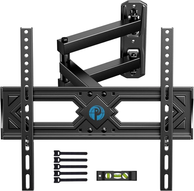 Alt view image 8 of 14 - Full Motion TV Wall Mount for 26-65 Inch Flat Curved TVs, Heavy Duty Single Articulating Arms, Corner TV Mount Up to VESA 400x400mm and 77lbs, Support Swivel, Tilt, Level Adjustment