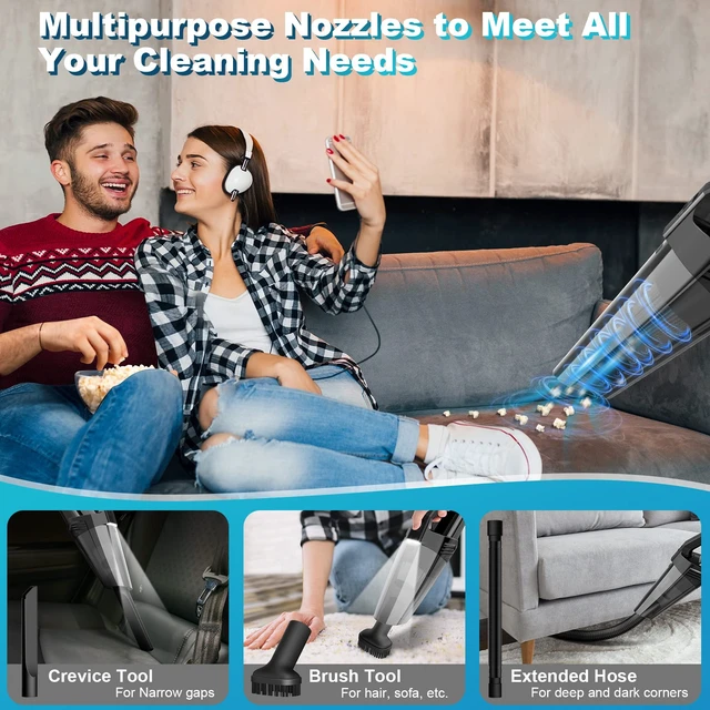 Alt view image 9 of 12 - Handheld Vacuum Cordless Portable Car Vacuum with LED Light, High Power Suction, 3 in 1, Lightweight Rechargeable Hand Vacuum, Hand Held Vacuum Cleaner for Car Home Office, Pet Hair, Black