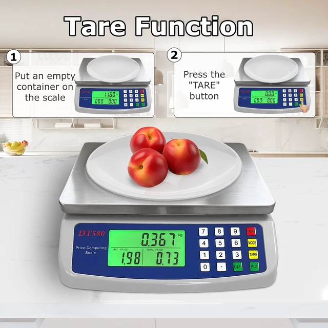 Alt view image 13 of 14 - Large Digital Kitchen Scale 40kg/88lb Stainless Steel Price Computing Scale Counting Scale Deli Scale with LCD Display for Baking Bread Cooking Meat Prep Parts and Coins Adapter Included