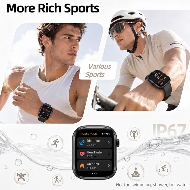 Alt view image 13 of 14 - Smart Watch for Women Men, Bluetooth Answer/Make Call, 1.83" HD Touchscreen | IP67 Waterproof Fitness Tracker, Heart Rate/Sleep Monitor, DIY Dial, Multi-Sport Modes Pedometer, Smartwatch