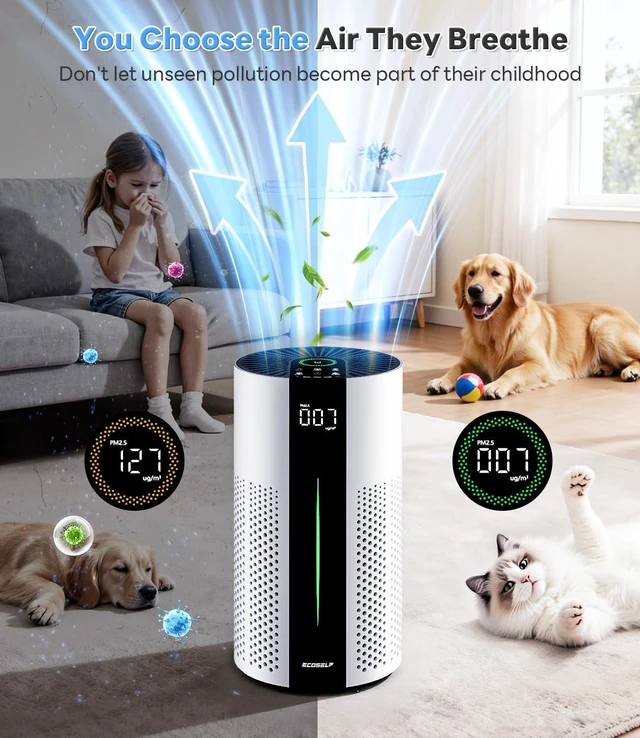 Alt view image 14 of 14 - Air Purifiers for Home Large Room Up to 1800 Ft², HEPA Air Purifier | Air Purifiers for Bedroom with 360° Air Intake, PM2.5 Display, Smart Auto & 20 dB Sleep Modes for Dust, Smoke & PoIIen