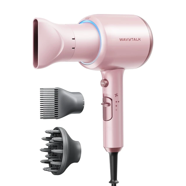 Alt view image 8 of 14 - Blown Away Ionic Hair Dryer with Diffuser for Curly Hair | 1875W Fast Drying, 3 Attachments for All Hair Types, Ceramic Healthy Shine, Lightweight & Quiet (Pink)