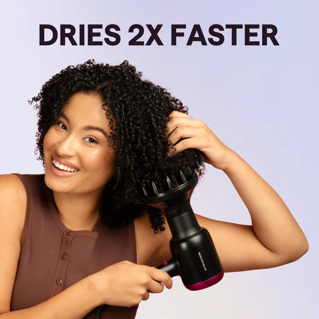 Alt view image 9 of 14 - Blown Away Ionic Hair Dryer with Diffuser for Curly Hair | 1875W Fast Drying, 3 Attachments for All Hair Types, Ceramic Healthy Shine, Lightweight & Quiet (Pink)