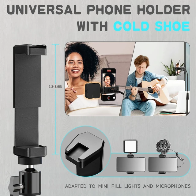 Alt view image 10 of 12 - 92 Cell Phone Tripod Stand with 16.5 Gooseneck and Remote, Overhead Tripod with Adjustable 360°Ball Head & Phone Holder for iPhone17 Pro Max/Pro/Plus/ /16/15/14/13, Android Cell Phone