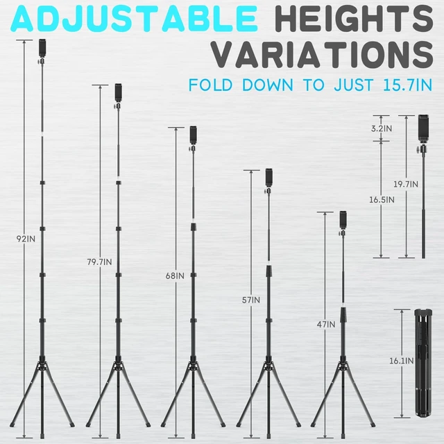Alt view image 9 of 12 - 92 Cell Phone Tripod Stand with 16.5 Gooseneck and Remote, Overhead Tripod with Adjustable 360°Ball Head & Phone Holder for iPhone17 Pro Max/Pro/Plus/ /16/15/14/13, Android Cell Phone