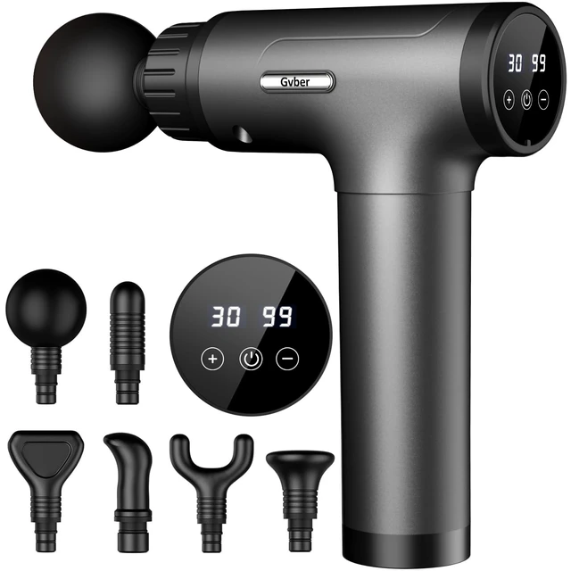 Alt view image 8 of 14 - Massage Gun Deep Tissue 30 Speeds 6 Heads, Grey | Quiet Handheld Percussion Massager for Back & Shoulder Pain, Ideal Gifts for Mom & Dad, Travel & Office, Athletes & Home Gym