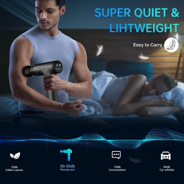 Alt view image 10 of 14 - Massage Gun Deep Tissue 30 Speeds 6 Heads, Grey | Quiet Handheld Percussion Massager for Back & Shoulder Pain, Ideal Gifts for Mom & Dad, Travel & Office, Athletes & Home Gym