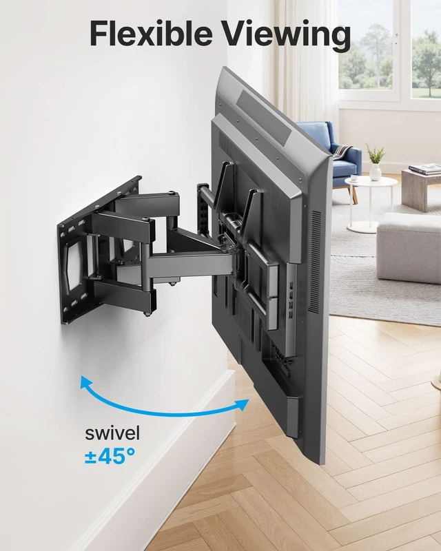 Alt view image 9 of 14 - Full Motion TV Wall Mount for 37-85 Inch TVs Mounts Up to 132lbs, Fit 16" Wood Stud, Max VESA 600x400mm, Swivel and Tilt Articulating Wall Mount TV Bracket,Fit Most 55+ 65 70 75 inch TVs