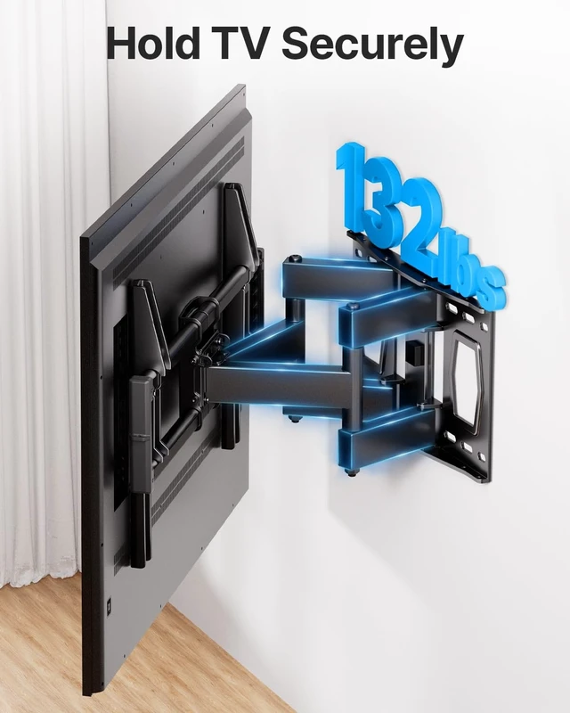 Alt view image 13 of 14 - Full Motion TV Wall Mount for 37-85 Inch TVs Mounts Up to 132lbs, Fit 16" Wood Stud, Max VESA 600x400mm, Swivel and Tilt Articulating Wall Mount TV Bracket,Fit Most 55+ 65 70 75 inch TVs