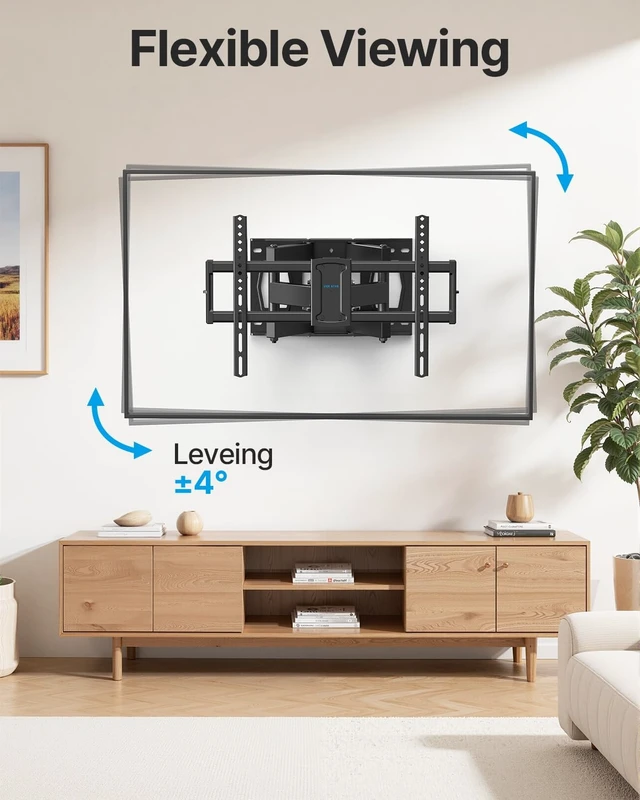 Alt view image 12 of 14 - Full Motion TV Wall Mount for 37-85 Inch TVs Mounts Up to 132lbs, Fit 16" Wood Stud, Max VESA 600x400mm, Swivel and Tilt Articulating Wall Mount TV Bracket,Fit Most 55+ 65 70 75 inch TVs
