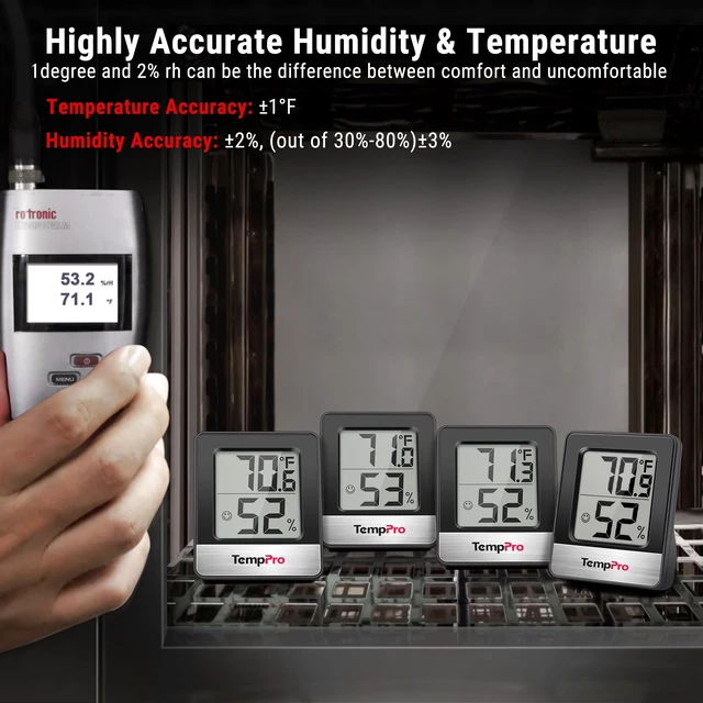 Alt view image 14 of 14 - TempAir 2 Pack Hygrometer Indoor Humidity Meter, Room Thermometer | Accurate, Fast Refresh, Easy-Read Comfort Indicator, Temperature and Humidity Monitor House, Nursery, Basement, Incubator
