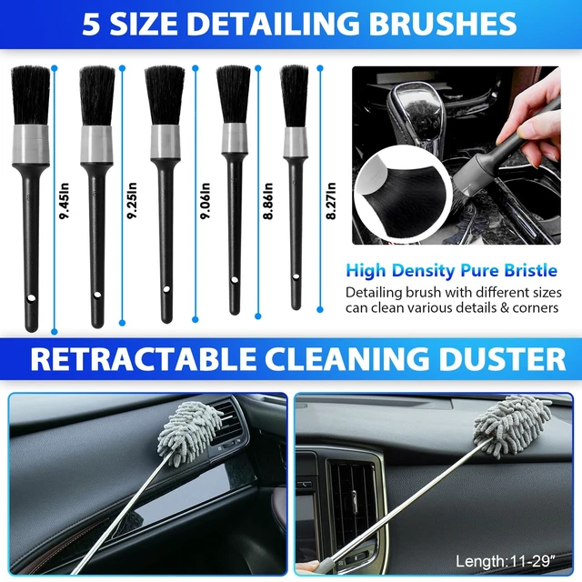 Alt view image 11 of 14 - Car Cleaning Kit with High Power Vacuum,31PCS Car Detailing Kit | Complete Corded Vacuum Kit, 10PCS Detailing Brushes, Storage Bag, Car Cleaning Supplies for Gift, Car Accessories for Women