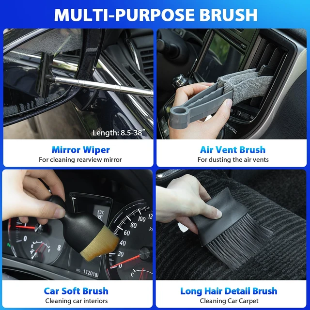 Alt view image 12 of 14 - Car Cleaning Kit with High Power Vacuum,31PCS Car Detailing Kit | Complete Corded Vacuum Kit, 10PCS Detailing Brushes, Storage Bag, Car Cleaning Supplies for Gift, Car Accessories for Women