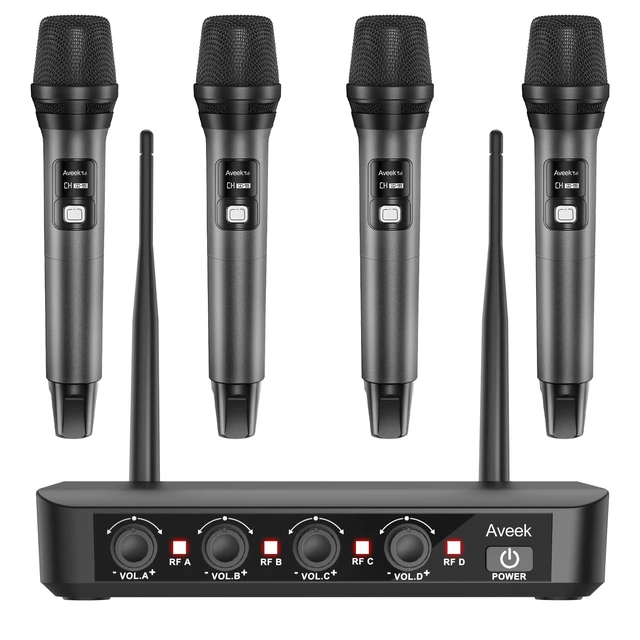 Alt view image 8 of 14 - Wireless Microphone System 4 Pack, 262FT Long Range Low Latency Mics | 40H Rechargeable Battery, Stable Signal, Studio Sound, Handheld Karaoke Mics for Singing, Church, Speech, Wedding, Home Party