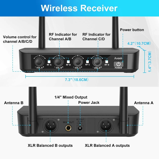 Alt view image 14 of 14 - Wireless Microphone System 4 Pack, 262FT Long Range Low Latency Mics | 40H Rechargeable Battery, Stable Signal, Studio Sound, Handheld Karaoke Mics for Singing, Church, Speech, Wedding, Home Party