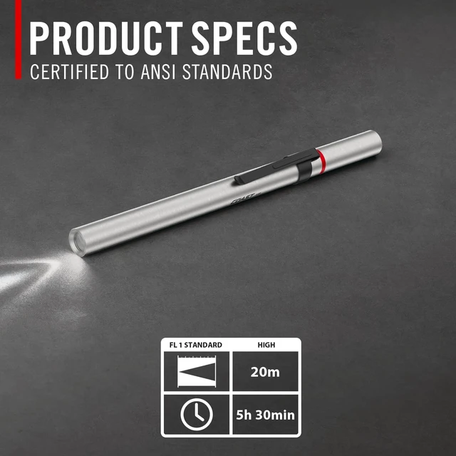 Alt view image 10 of 14 - ® A9R 54 Lumen Rechargeable Inspection Beam LED Penlight with Flex Charge and Charging Cap, Silver