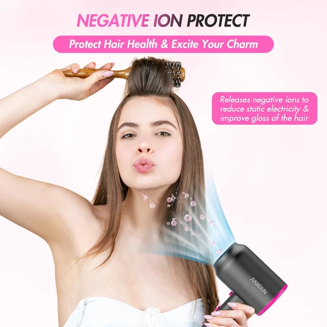 Alt view image 10 of 14 - Hair Dryer, 1875 Watts Fast Drying Blow Dryer with Diffuser and Concentrator, Compact Lightweight Hair Dryer for Women and Men