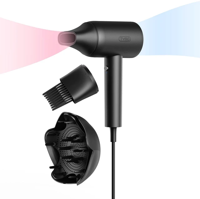Alt view image 8 of 14 - Hair Dryer Blow Dryer 300M Ionic Hairdryer with Diffuser & Comb | Hair Diffuser for Curly Hair, Professional Blowdryer for Women, Cool Air Button, Small Travel Lightweight, Black