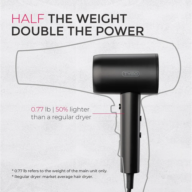 Alt view image 12 of 14 - Hair Dryer Blow Dryer 300M Ionic Hairdryer with Diffuser & Comb | Hair Diffuser for Curly Hair, Professional Blowdryer for Women, Cool Air Button, Small Travel Lightweight, Black