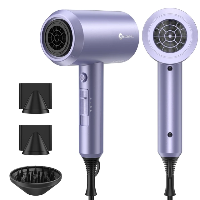 Alt view image 8 of 14 - Professional Ionic Hair Dryer, Lavender | 1800W Fast Drying, Low Noise, 2 Concentrator Nozzles, 1 Diffuser Attachment