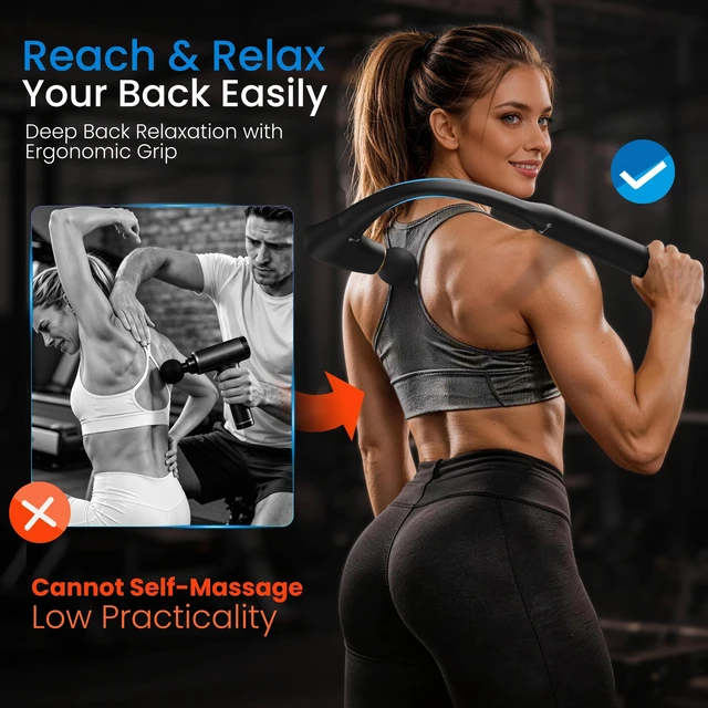 Alt view image 9 of 14 - 2-in-1 Detachable Massage Gun Deep Tissue with Extension Handle | Body Back & Neck Shoulder Leg Massager For Pain Relief, Muscle Massager, Home Office Gym Use,Gifts For Women Men,FSA Eligible