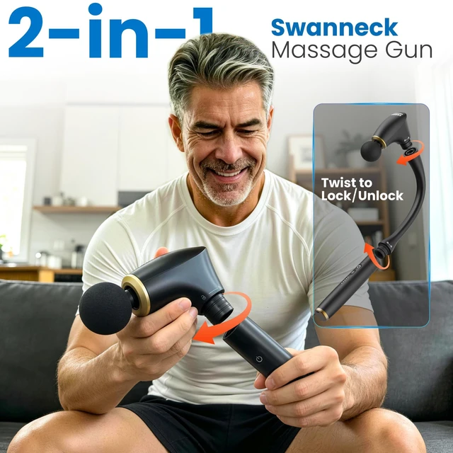 Alt view image 11 of 14 - 2-in-1 Detachable Massage Gun Deep Tissue with Extension Handle | Body Back & Neck Shoulder Leg Massager For Pain Relief, Muscle Massager, Home Office Gym Use,Gifts For Women Men,FSA Eligible