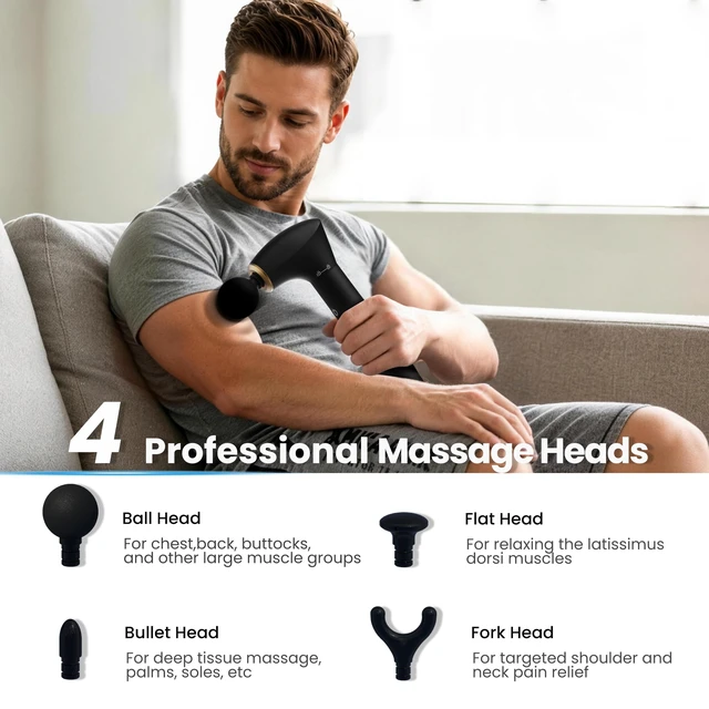 Alt view image 13 of 14 - 2-in-1 Detachable Massage Gun Deep Tissue with Extension Handle | Body Back & Neck Shoulder Leg Massager For Pain Relief, Muscle Massager, Home Office Gym Use,Gifts For Women Men,FSA Eligible
