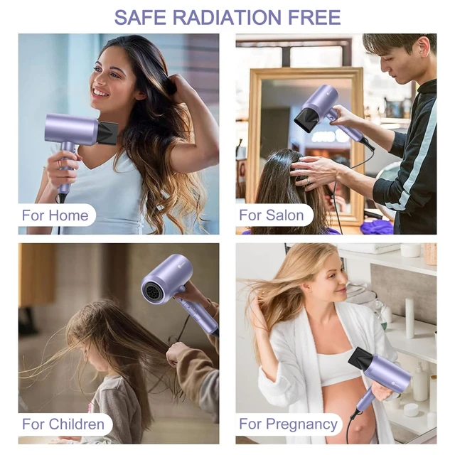 Alt view image 14 of 14 - Professional Ionic Hair Dryer, Lavender | 1800W Fast Drying, Low Noise, 2 Concentrator Nozzles, 1 Diffuser Attachment