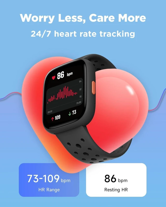 Alt view image 12 of 14 - Kids Smart Watch No Phone Needed, 1.8" Fitness Tracker Watch | Pedometer, Heart Rate, Sleep Monitor, IP68 Waterproof, Step Counter, Puzzle Games for Boys Girls Teens 5-16, Black