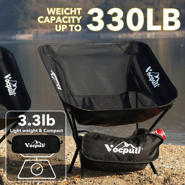 Alt view image 14 of 14 - Camping Chair, Lightweight Folding Backpacking Hiking Chair, Compact Portable 330 lbs CapacityGifts for Men (Black -1pack