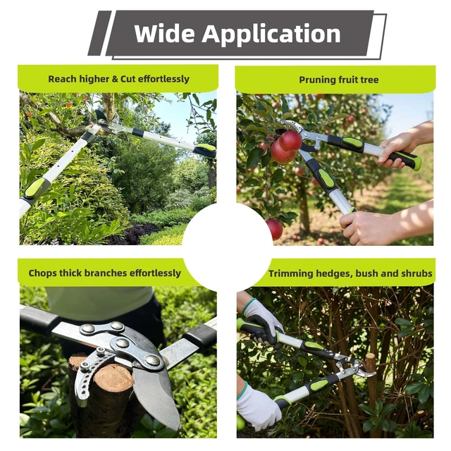 Alt view image 14 of 14 - Loppers for Tree Trimming Heavy Duty, Extendable 21-26" Branch Cutter | Tree Pruner with Compound Action, 1.6" Clean Cut Capacity Tree Clippers, Long Handle Pruning Shears for Gardening & Yard Work