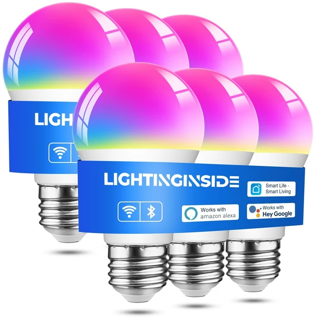 Alt view image 8 of 14 - Smart Light Bulbs Work with Alexa/Google Home/SmartLife 6PCS | CRI>90, No Hub Required, 60W RGBCW Color Changing Light Bulbs, 800LM 9W Smart Bulb, 2.4G WiFi & BLE A19 E26 Bulb, ETL Listed