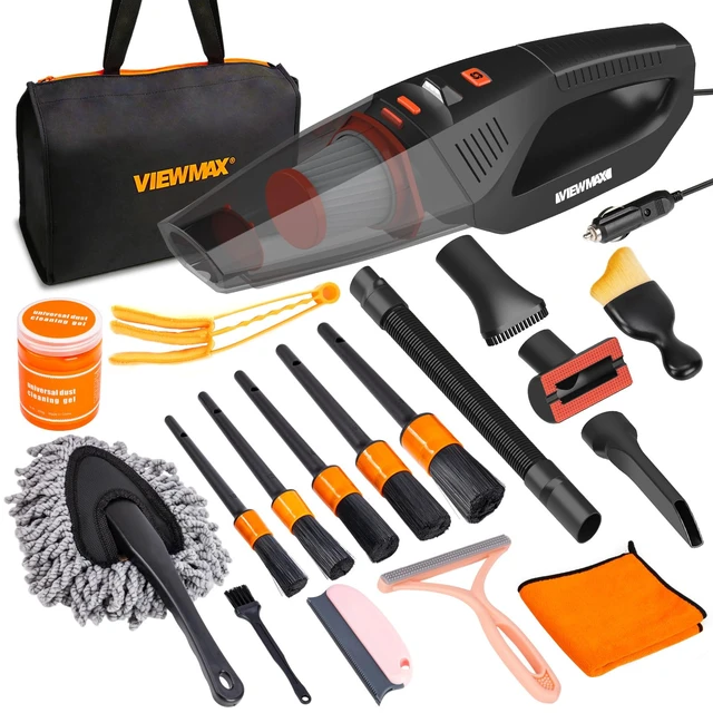 Alt view image 8 of 14 - Car Cleaning Kit 19Pcs, Car Interior Detailing Kit with 12000PA High Power Handheld 12V Corded Vacuum, Detailing Brush Set, Cleaning Gel, Complete Car Vacuum Cleaner with Storage Bag for Men & Women