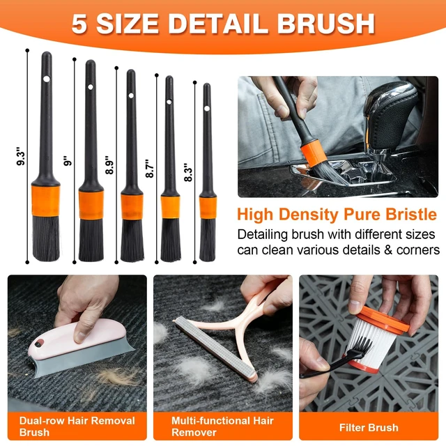 Alt view image 10 of 14 - Car Cleaning Kit 19Pcs, Car Interior Detailing Kit with 12000PA High Power Handheld 12V Corded Vacuum, Detailing Brush Set, Cleaning Gel, Complete Car Vacuum Cleaner with Storage Bag for Men & Women