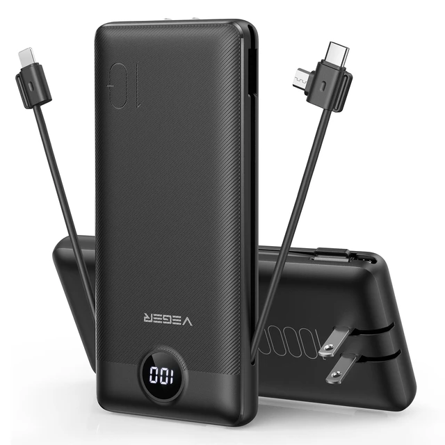 Alt view image 8 of 14 - Portable Charger for iPhone, Power Bank Built in Cables and Wall Plug | 10000mAh,Ultra Slim&Compact,5 Outputs,LED Display,Flight-Safe,Travel Essentials Battery Pack for iPhone 17,iPad, Samsung,etc