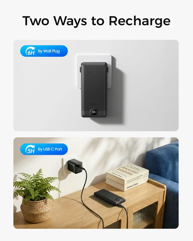 Alt view image 12 of 14 - Portable Charger for iPhone, Power Bank Built in Cables and Wall Plug | 10000mAh,Ultra Slim&Compact,5 Outputs,LED Display,Flight-Safe,Travel Essentials Battery Pack for iPhone 17,iPad, Samsung,etc