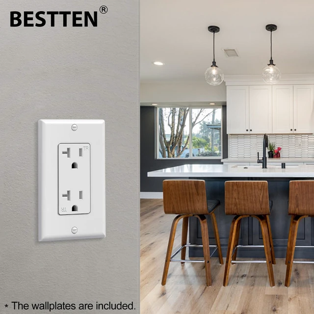 Alt view image 13 of 14 - 20 Pack 20 Amp Decor Wall Receptacle Outlet, UL Listed, White | 20A Tamper-Resistant (TR) Electrical Outlet for Home and Office Use, 125V/2500W, Wall Plate Included