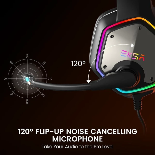 Alt view image 11 of 14 - E1000 USB PC Gaming Headset with Mic, 7.1 Surround Sound | Computer Headphones with Microphone Noise Cancelling, RGB Light, Wired Headphones for PS4, PS5 Console, Laptop, Call Center