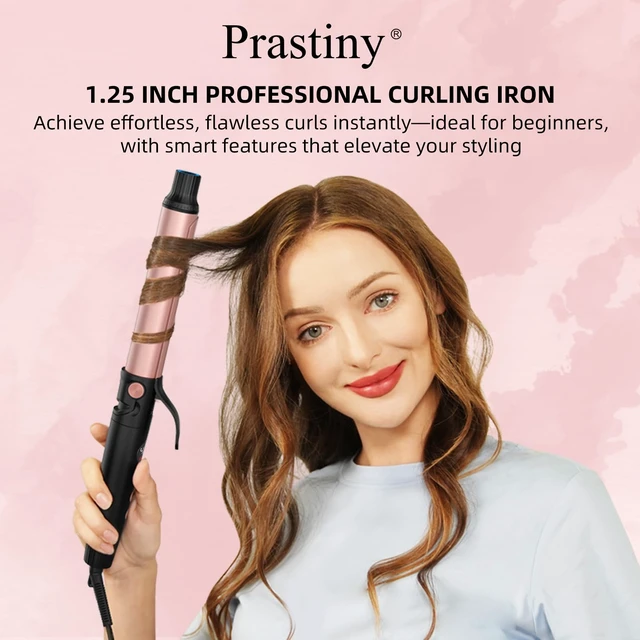 Alt view image 9 of 14 - 1.25 Inch Dual Voltage Curling Iron, Travel Curler for All Hair Types | LCD Heat Control with Smart Timer, Home & Travel, Heats Up to 410°F, 60-Min Auto Shut-Off, SGS Certified-Beginners & Stylists