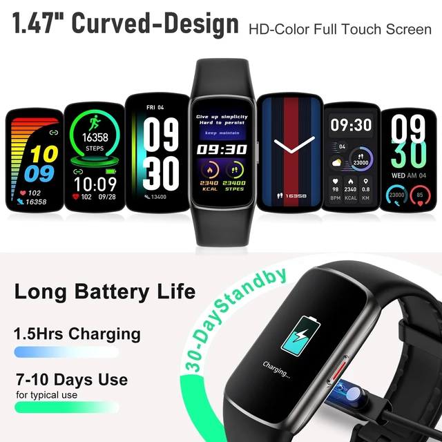 Alt view image 13 of 14 - Fitness Tracker with 24/7 Heart Rate, Blood Oxygen Sleep Monitor, 123 Sports Modes Calories Smart Watch,IP68 Waterproof Step Counter Activity Trackers Health Pedometer for Women Men (Black)