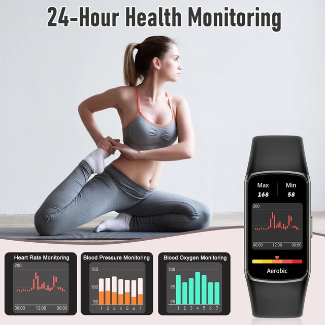 Alt view image 12 of 14 - Fitness Tracker with 24/7 Heart Rate, Blood Oxygen Sleep Monitor, 123 Sports Modes Calories Smart Watch,IP68 Waterproof Step Counter Activity Trackers Health Pedometer for Women Men (Black)