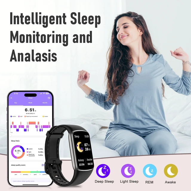 Alt view image 10 of 14 - Fitness Tracker with 24/7 Heart Rate, Blood Oxygen Sleep Monitor, 123 Sports Modes Calories Smart Watch,IP68 Waterproof Step Counter Activity Trackers Health Pedometer for Women Men (Black)
