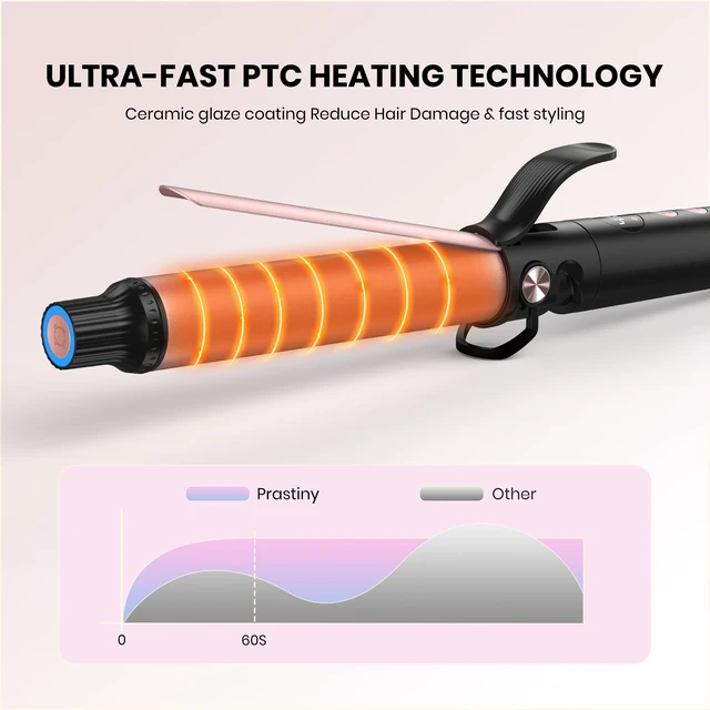 Alt view image 12 of 14 - 1.25 Inch Dual Voltage Curling Iron, Travel Curler for All Hair Types | LCD Heat Control with Smart Timer, Home & Travel, Heats Up to 410°F, 60-Min Auto Shut-Off, SGS Certified-Beginners & Stylists