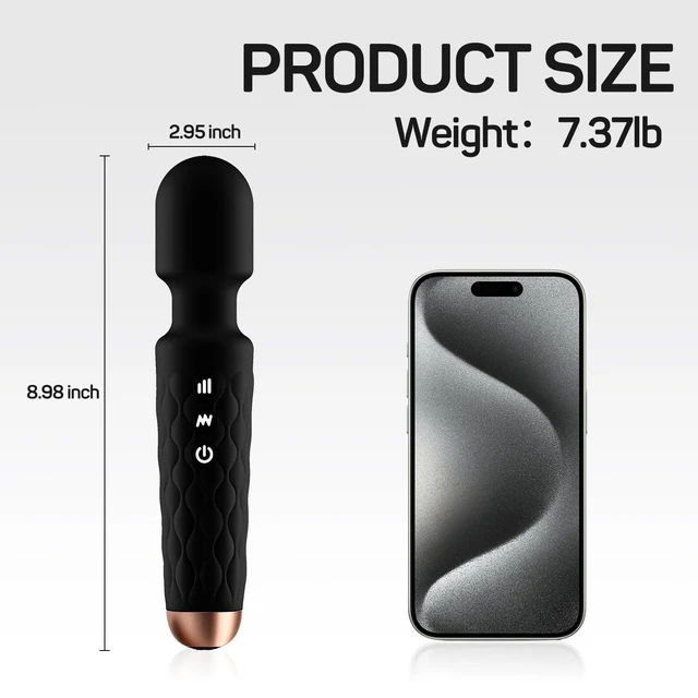 Alt view image 14 of 14 - Personal Massager - 4H Max Runtime & Ultra-Quiet - Waterproof - 20 Modes 8 Speeds for Deep Tissue Back Massage, Post-Workout Recovery and Neck Muscle Relaxation(Black)